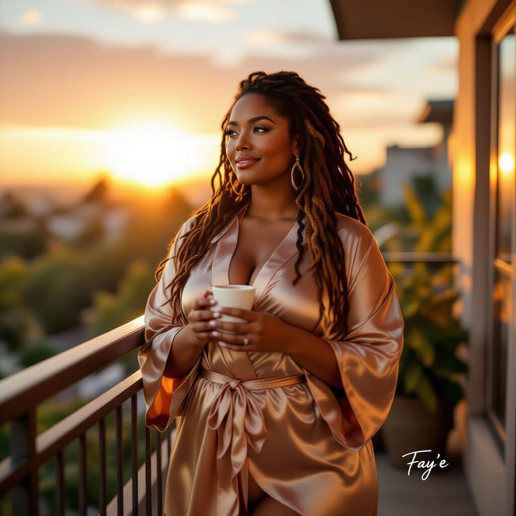 Cinematic Portrait of Plus-Size African American Woman at Su...