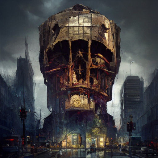Surreal Dark Fantasy Cityscape in Stark Photorealism