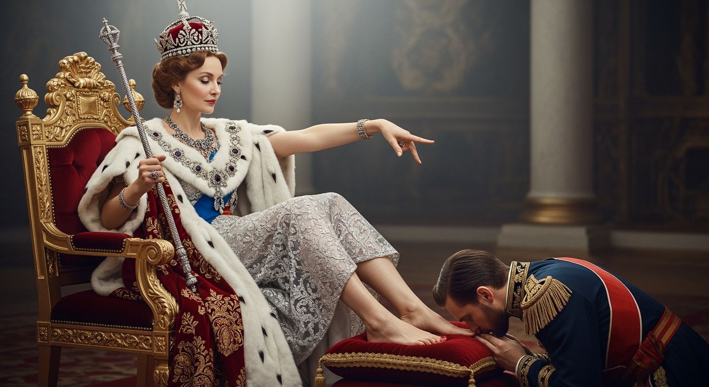 Barefoot Tsarina on Golden Throne, Leibovitz Style