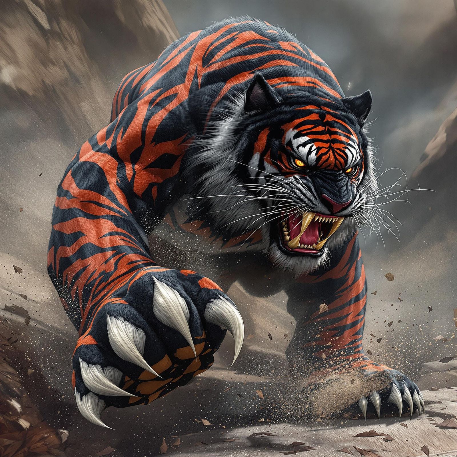 Sleek Sabertooth Tiger Unleashes Power