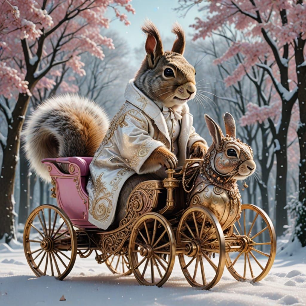 Squirrel in Opulent Motorized Carriage