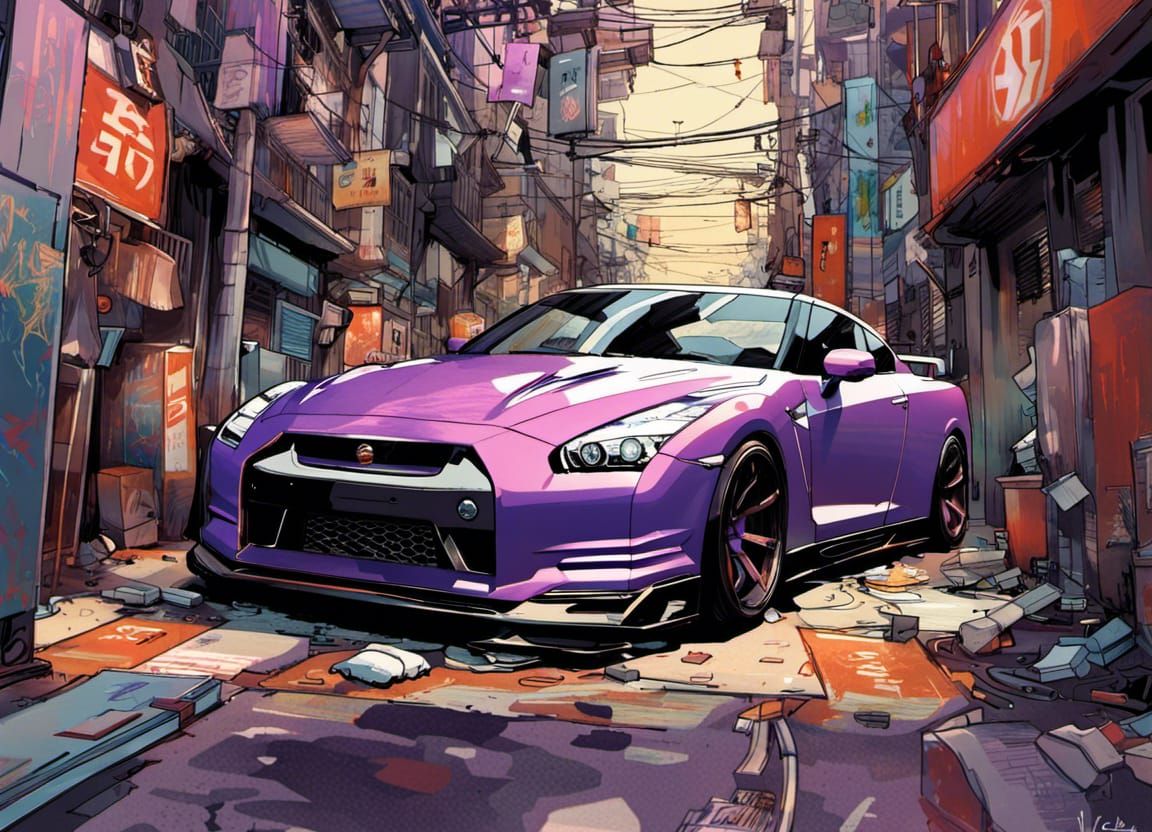 Purple Nissan Gtr35