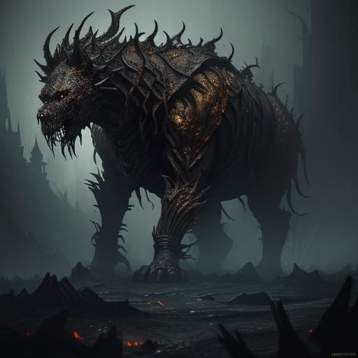 Gothic Revenant: Shimmering Gold and Silver Dark Fantasy Art