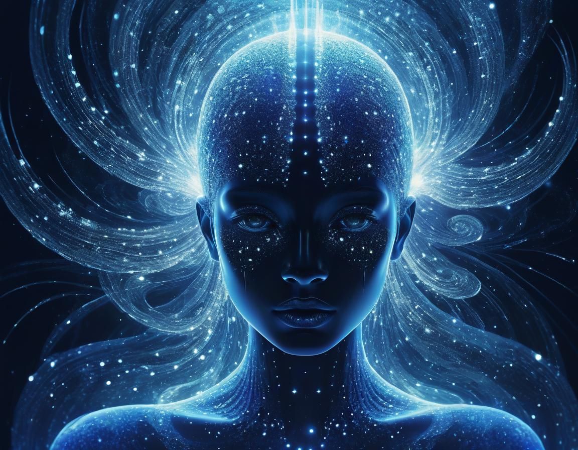 Ethereal Abstract Art in Spectral Indigo and White