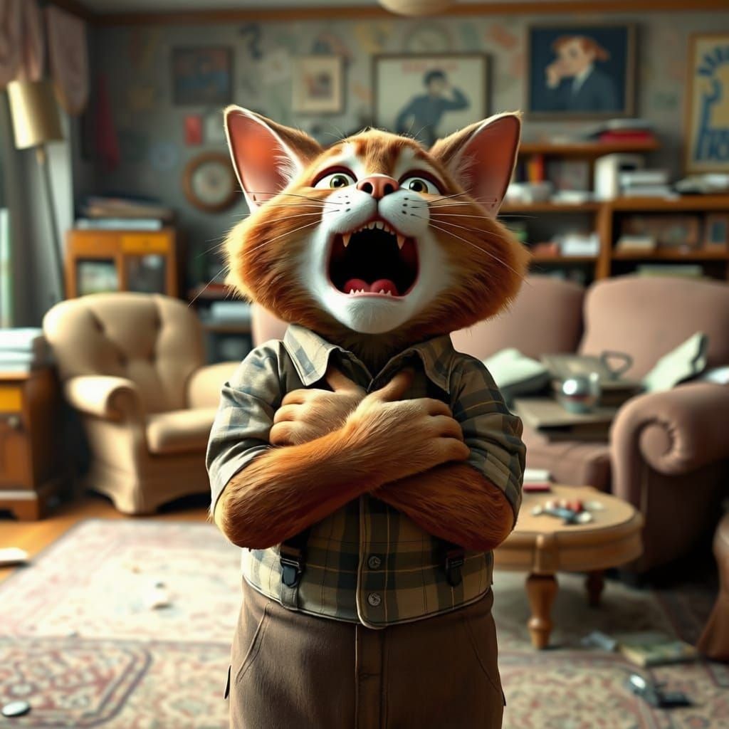 Pixar-Style Cat as Sanford and Son Character