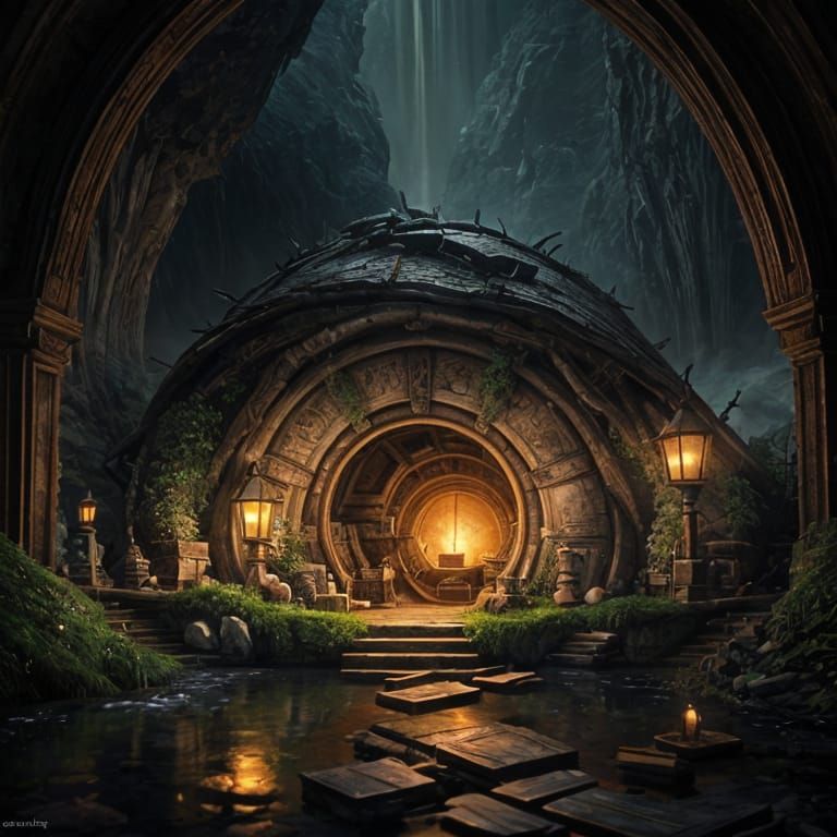 Cozy Hobbit Hole in Digital Matte Painting