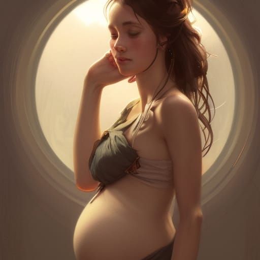 Pregnant Woman Portrait in Hyperdetailed Style
