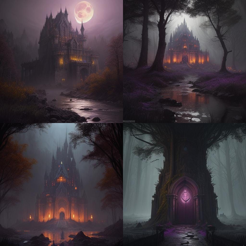 Grim Dark Fantasy World: Blood Moon Over Castle
