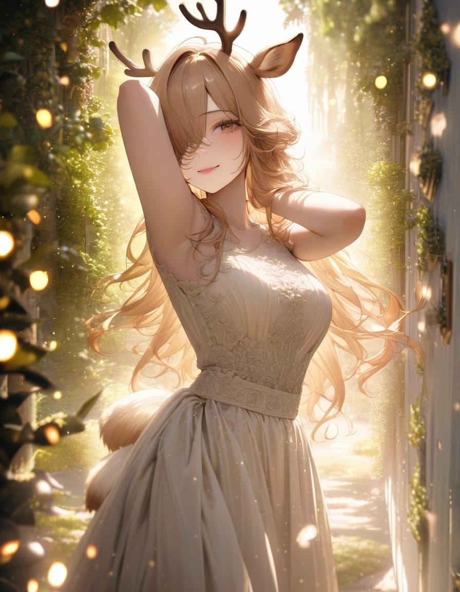 Surreal Deer Goddess in Hyperrealistic Light