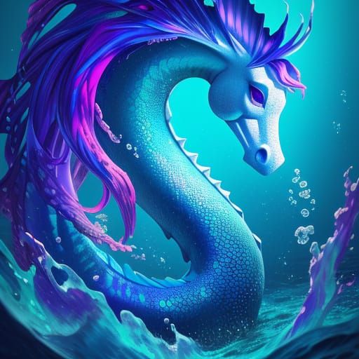 Underwater Seahorse Being in Hyperrealistic Fauvist Style