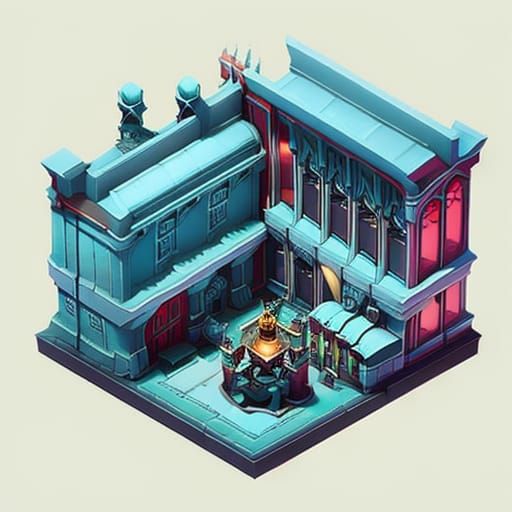 Dieselpunk Alchemy Lab in Isometric View