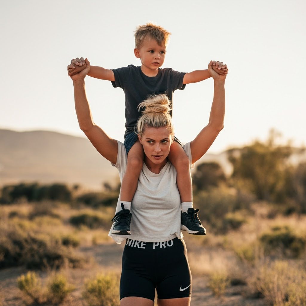Golden Hour Photo of Mother and Son in Cinematic Light