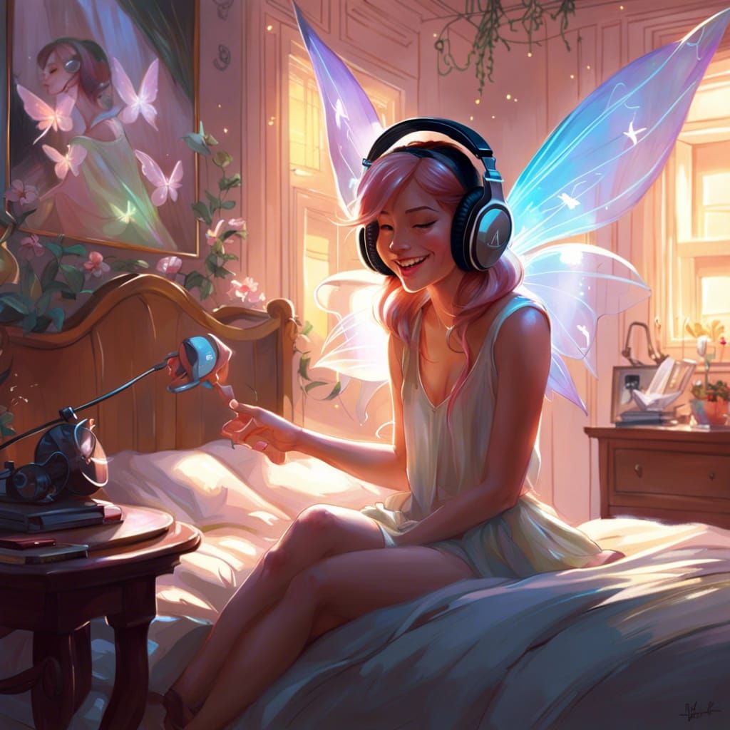 Enchanted Fairy Dances with Headphones On