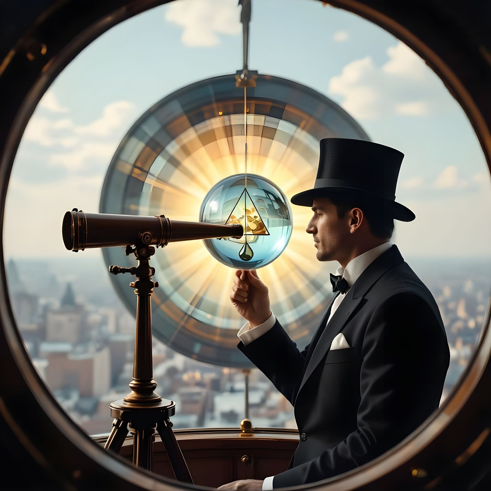 Monochromatic Gravitational Lensing Display as Vintage Photo...