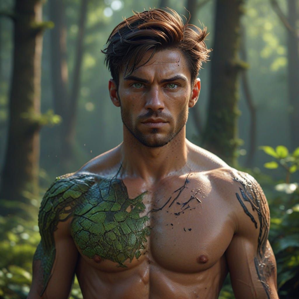 Chiseled Male Figure in Intimate, Dramatic Setting