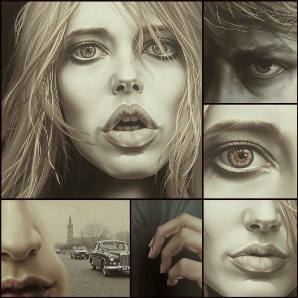 Distorted Haunting Face in Ominous Surrealist Scene