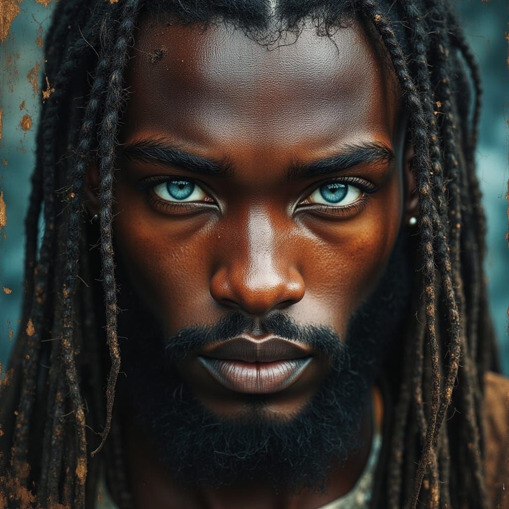 African Warrior God Portrait in Oil Painting Style