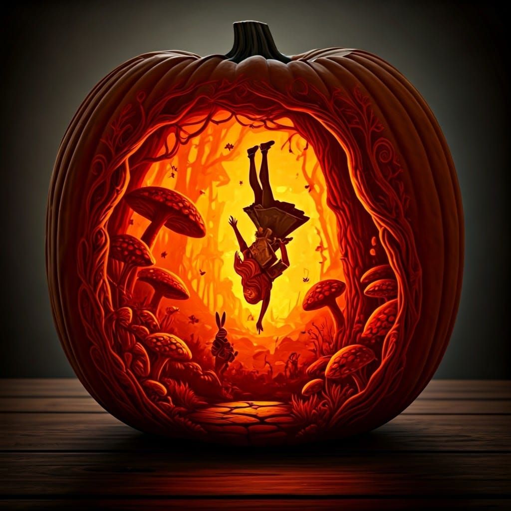 Alice in Wonderland Pumpkin Carving