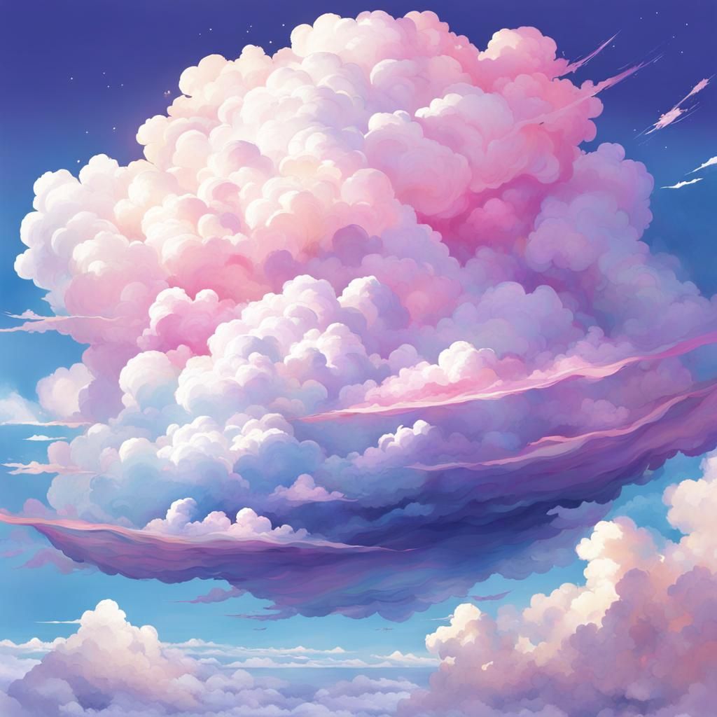 Pastel Cloudscape in Anime Style