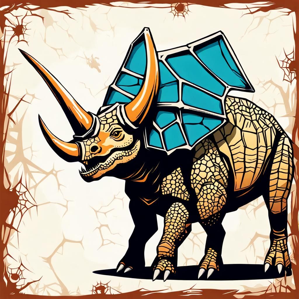Triceratops with Webbed Collar: An AI Creation