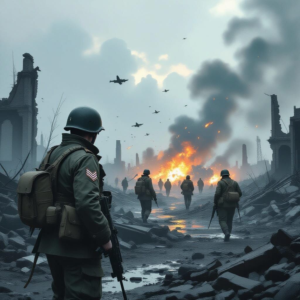War-Torn Battlefield in Gritty, Realistic Style