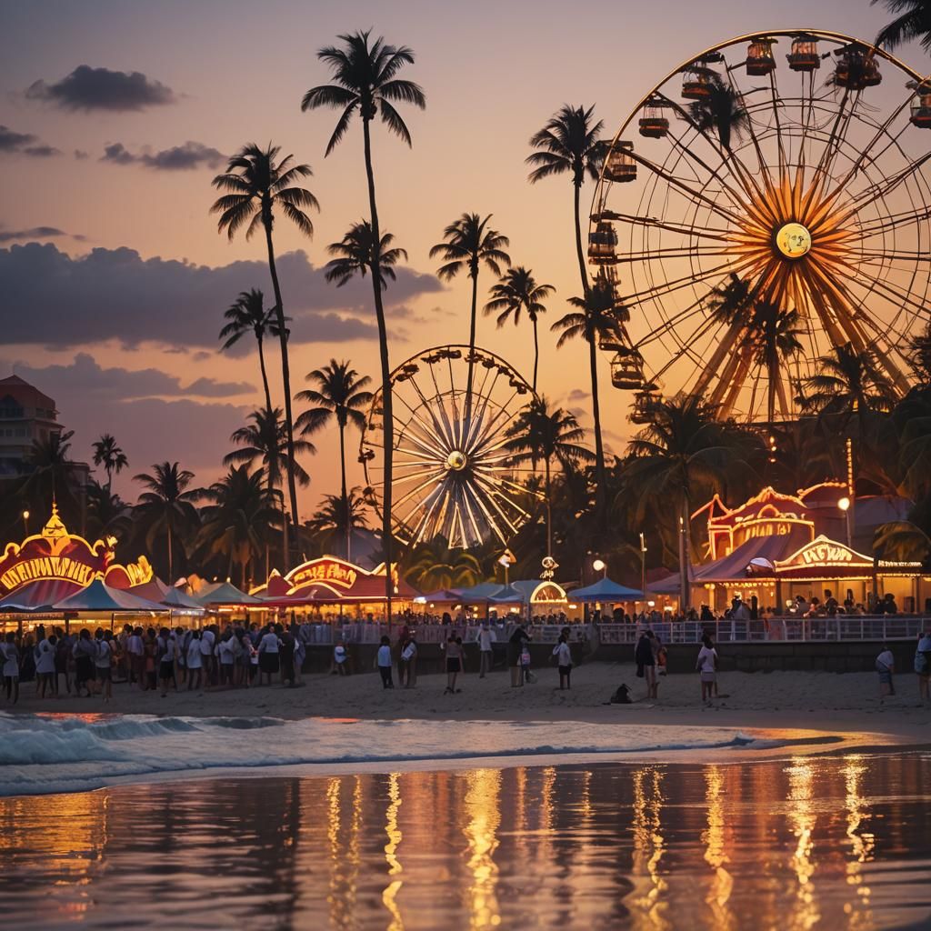Tropical Sunset at Luna Park: Golden Hour Reflections