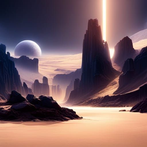 Neo Palace on White Planets with Gold Dust