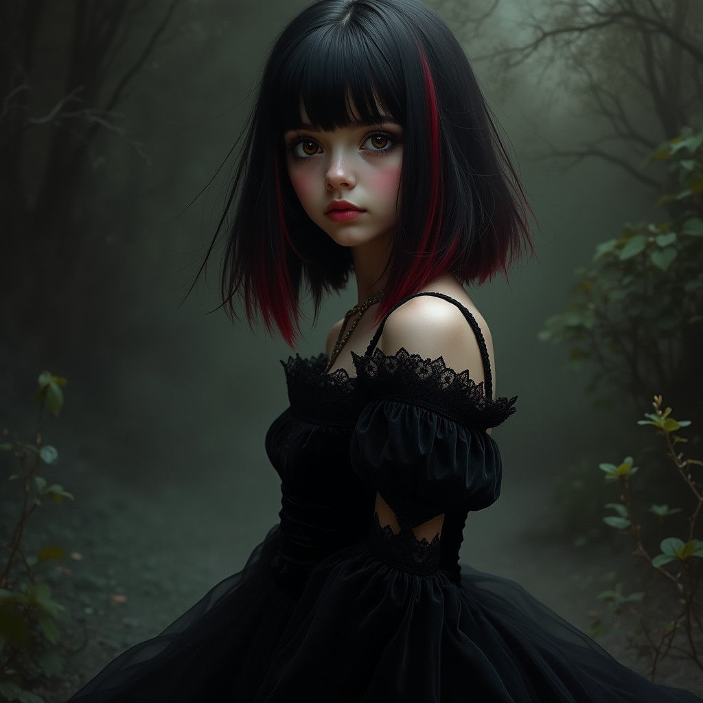 Eerie Romanticism Portrait in Cyberpunk Style