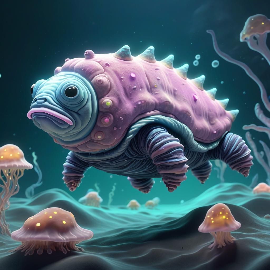 Pastel Tardigrades in a Blissful Sea