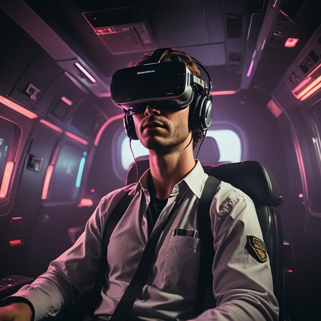 VR User Immersed in Cinematic Flight Experience
