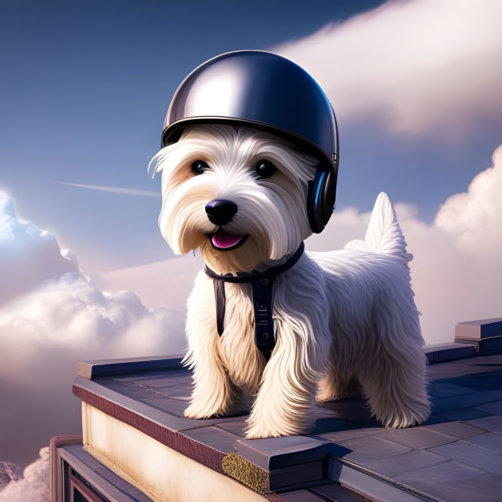 Westie in Helmet: Detailed Fantasy Concept Art