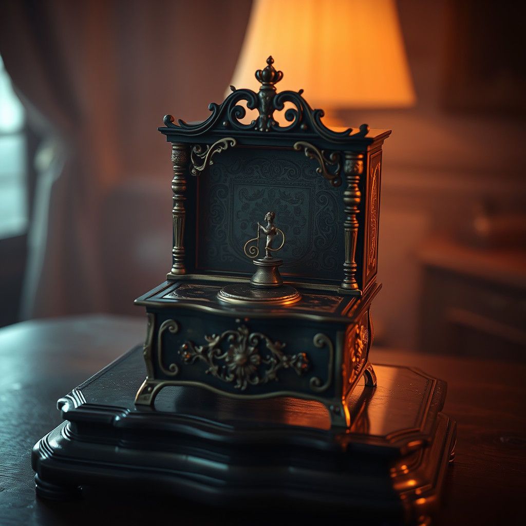 Majestic Antique Music Box in Hyperrealistic Detail