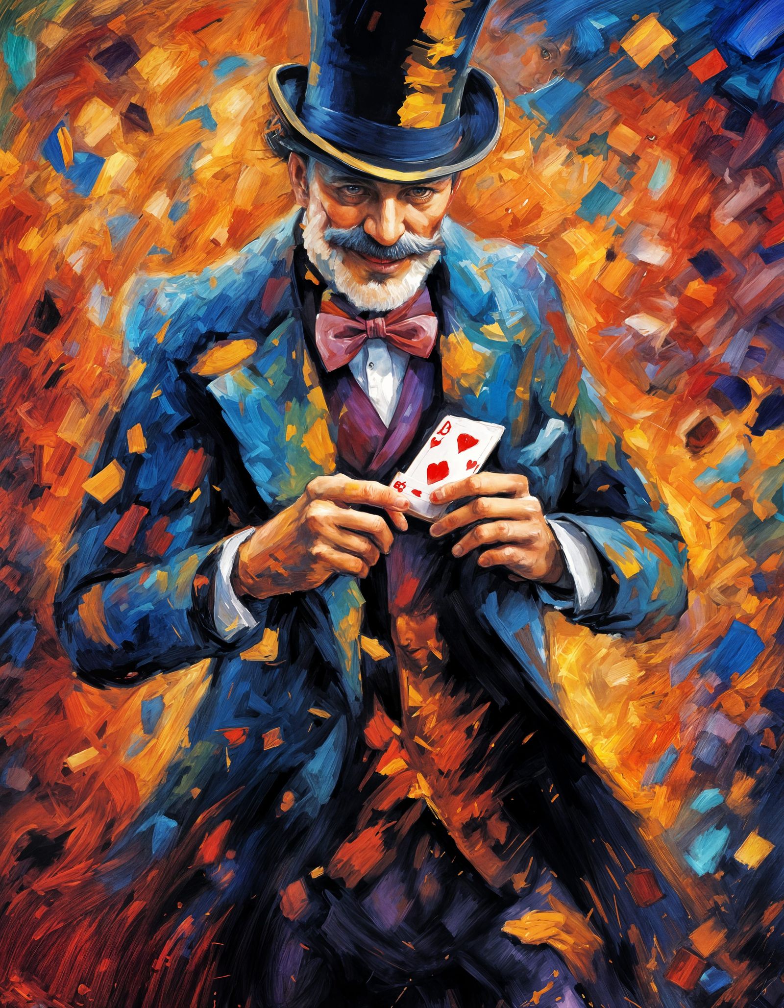 Sleight of Hand Master in Neo Impressionist Style