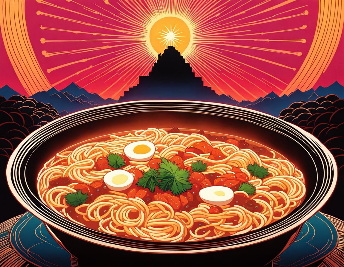 Ramen Jesus in Divine Glow, Renaissance Style