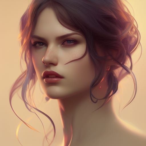 Ivy Adorned Seductress Portrait in Art Nouveau Style