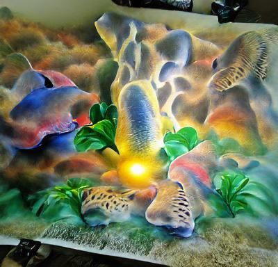 Coral Reef and Catfish in Airbrush Watercolor Style