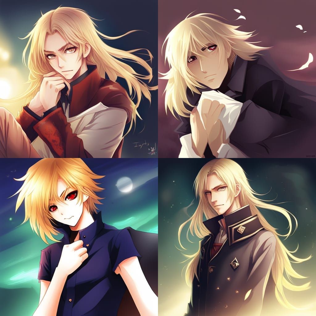 Blonde Vampire Man in Anime Style