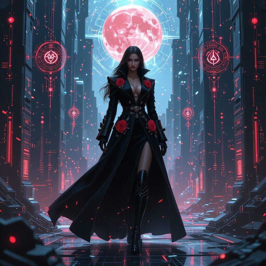 Crimson Moon Empire Treasury in Cyberpunk Style