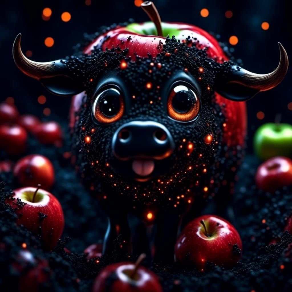 Hyperrealistic Image of a Cute Apple Cow