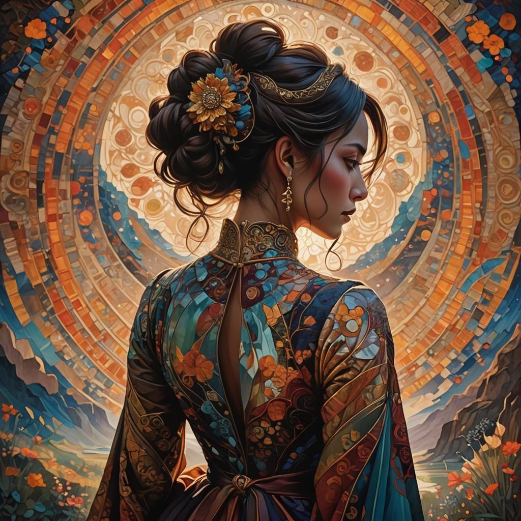 Contemplative Woman in a Breathtaking Landscape