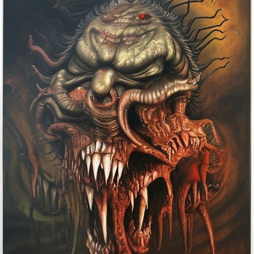 Cobra Devil Devouring Souls in Hellscape