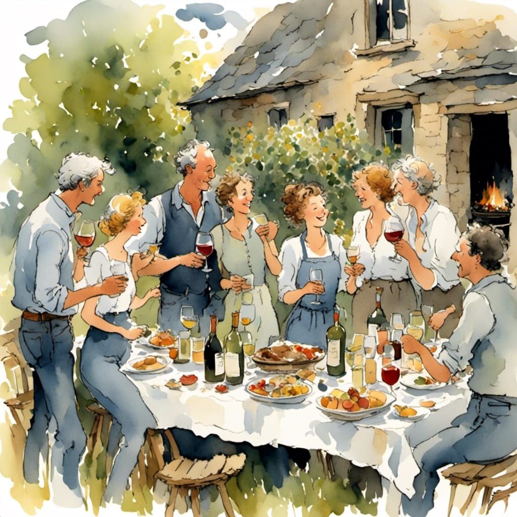 People Enjoying BBQ in Quirky Style