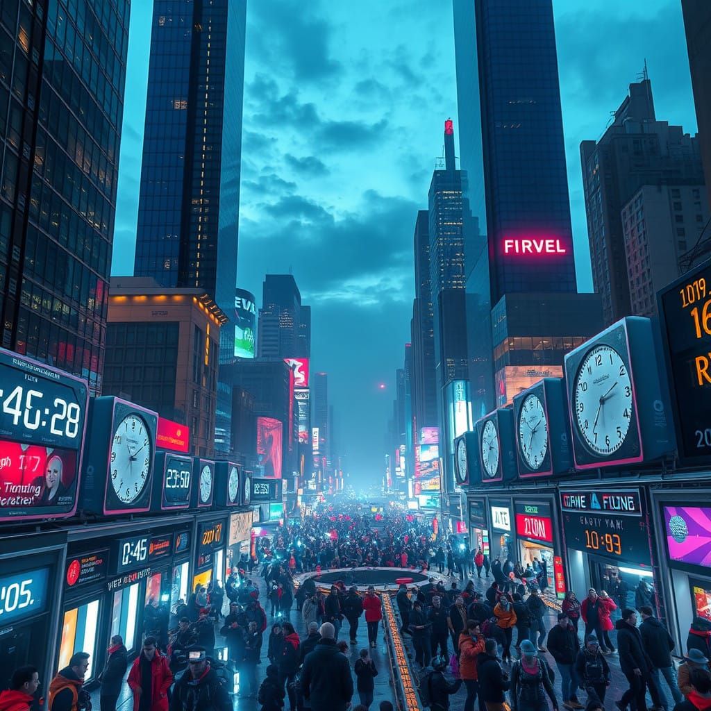 Futuristic Cityscape Countdown to a Brilliant New Year