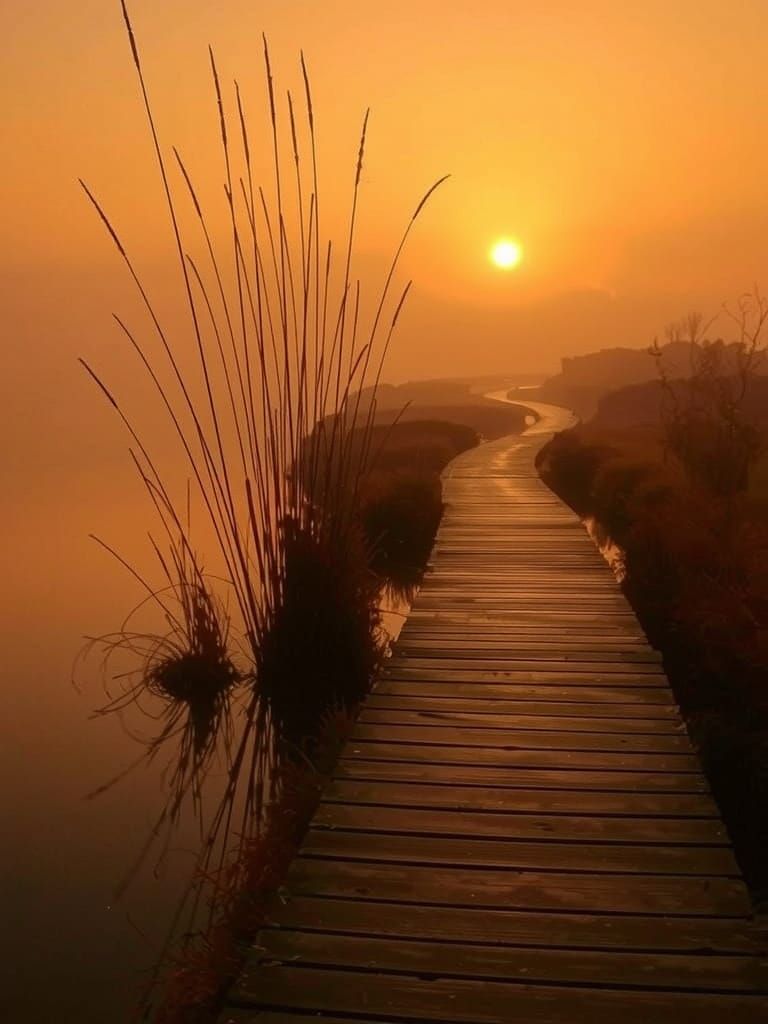 Golden Hour Landscape in Impressionist Style