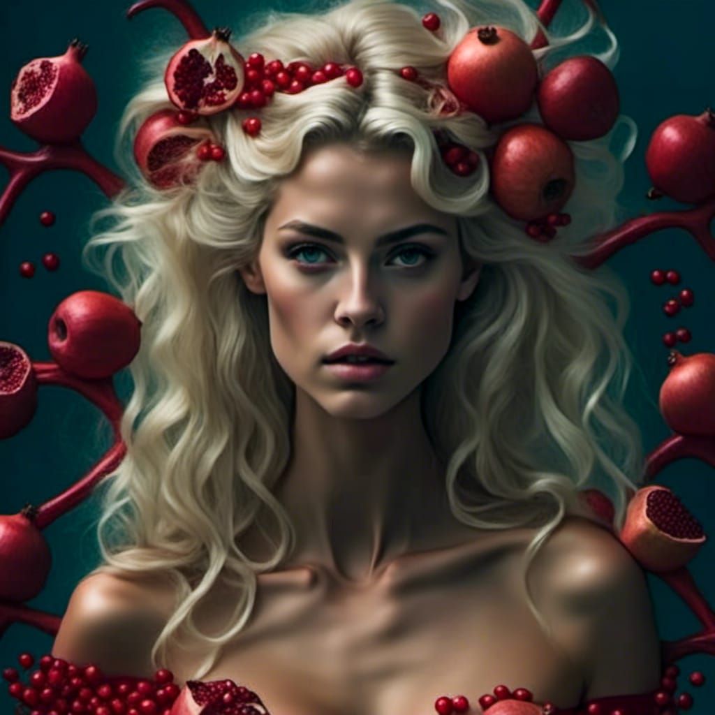 Persephone Surrounded by Exploding Pomegranates