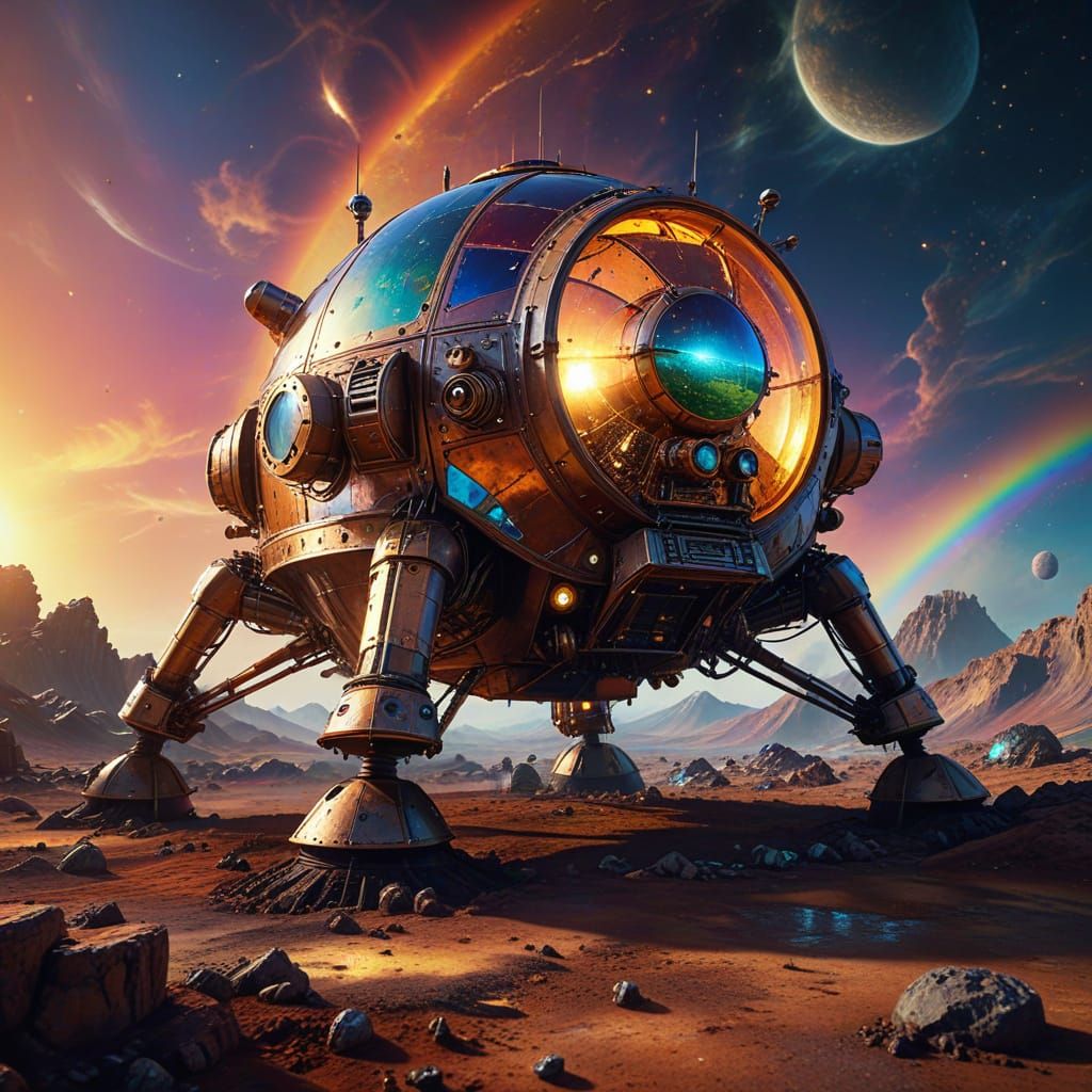 Steampunk Space Program in Oil Painting Style