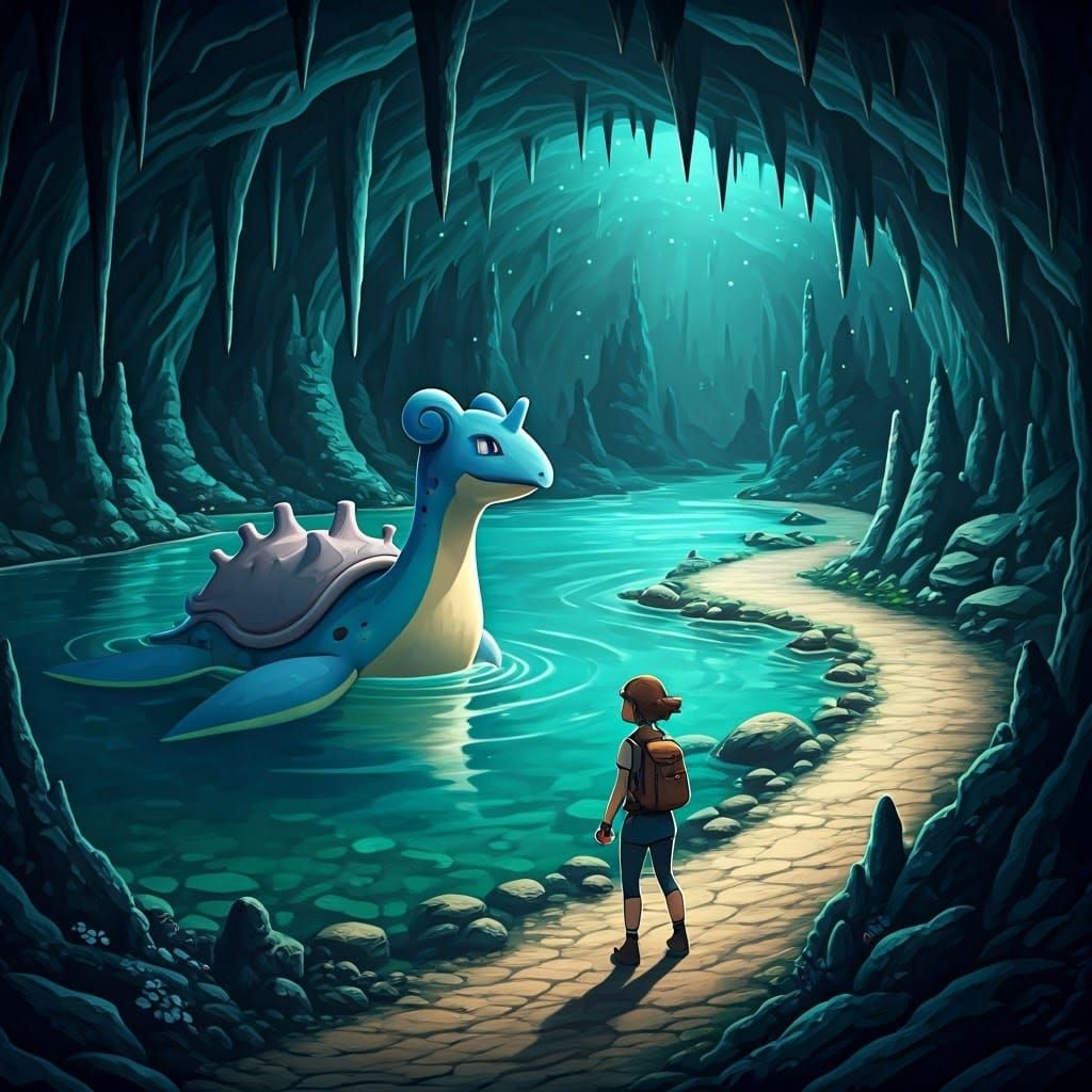 Lapras in an Ethereal Lake Landscape