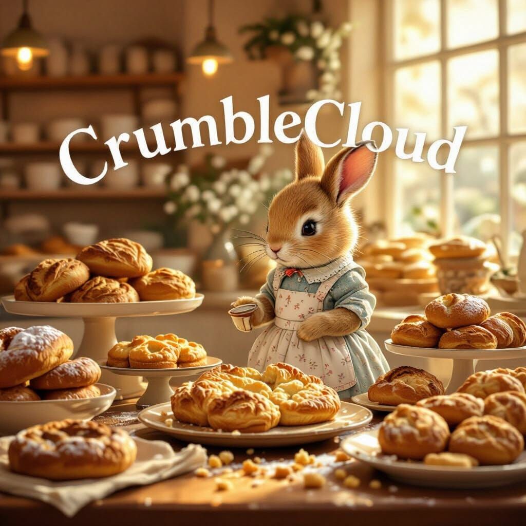 CrumbleCloud Logo: Cozy Bakery Design