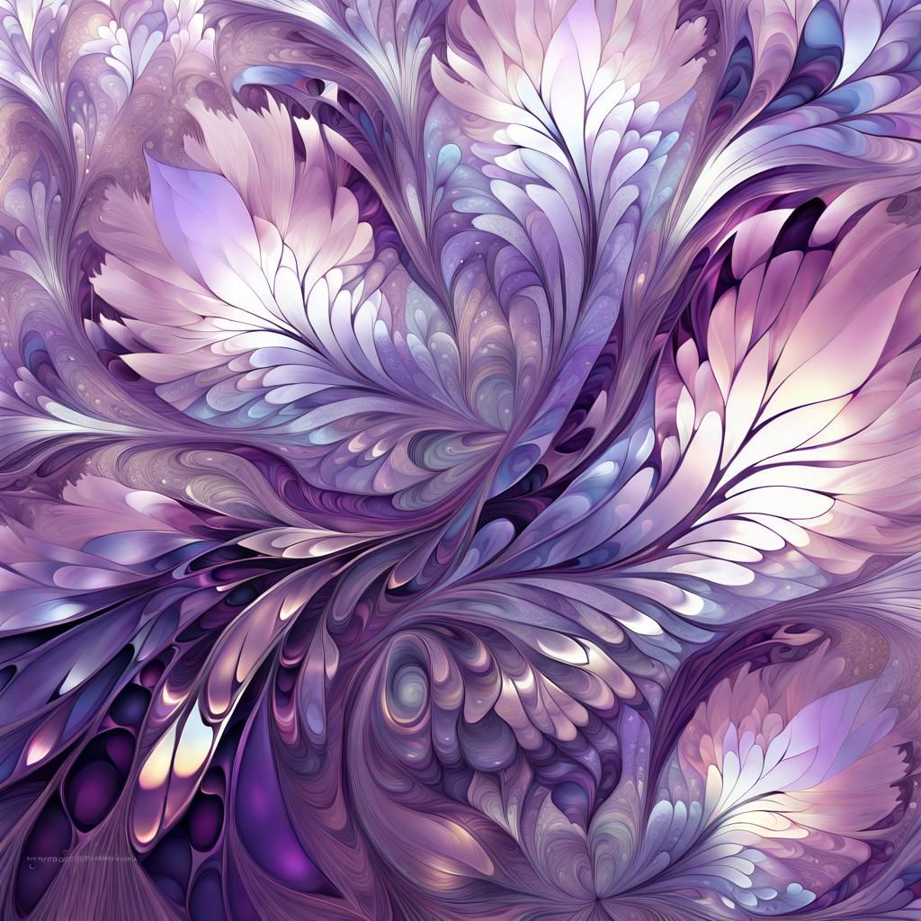 Mesmerizing Purple Birds in Abstract Fractal Art