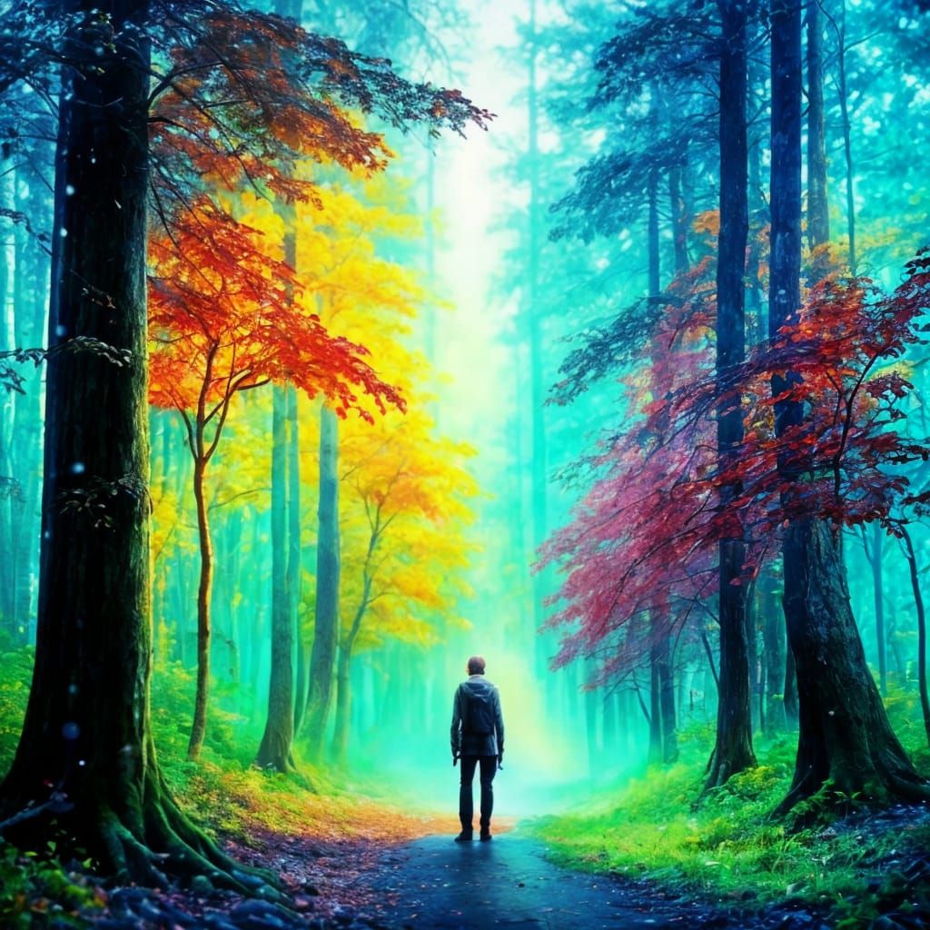 Surreal Double Exposure: Guitar and Forest